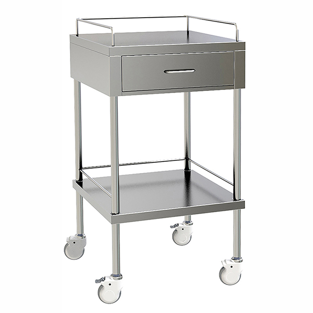 Stainless Steel Medical Treatment Trolley with Drawer