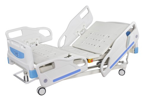 Five function electric bed with central locking castors and ABS side rails