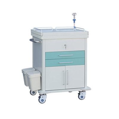 ZQ-ET690-07H Hospital First Aid Emergency Trolley Cart with CPR Board with caster 