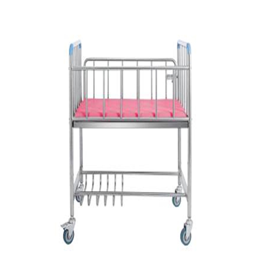 China Supplier Pediatric Furniture Metal Medical Infant Baby Cot Bed with Wheels
