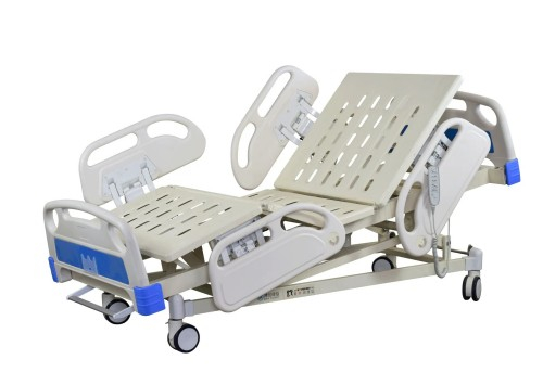 Electric hospital bed with ABS panels and backrest lift