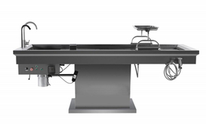 stainless steel autopsy table with ventilation system and pulverizer for pathology and anatomy laboratory use