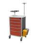 Hospital emergency medication cart with oxygen cylinder holder and CPR board