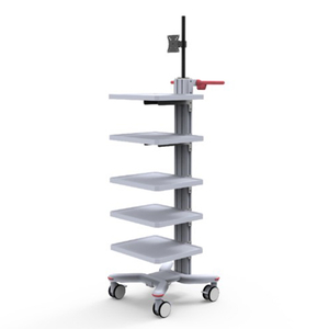Multi-purpose endoscopy trolley with five-layer trays and ergonomic handle