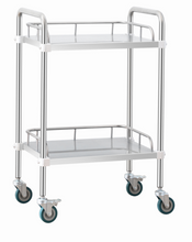 ZQ-SS500C Stainless Steel 2-Tier Lab Rolling Cart with Lockable Wheels