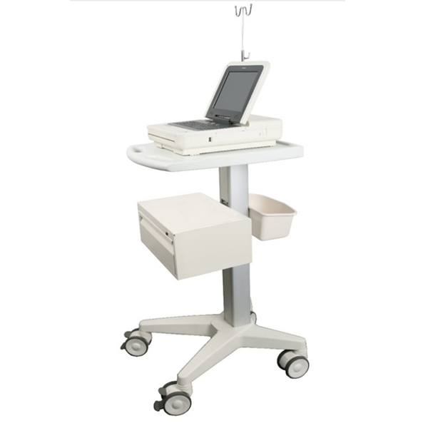 Aluminum alloy ultrasound workstation cart with monitor arm and lockable drawers for clinical use