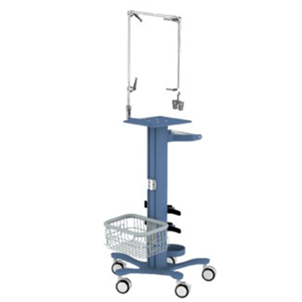 Mobile ventilator cart with silent casters and integrated cable support