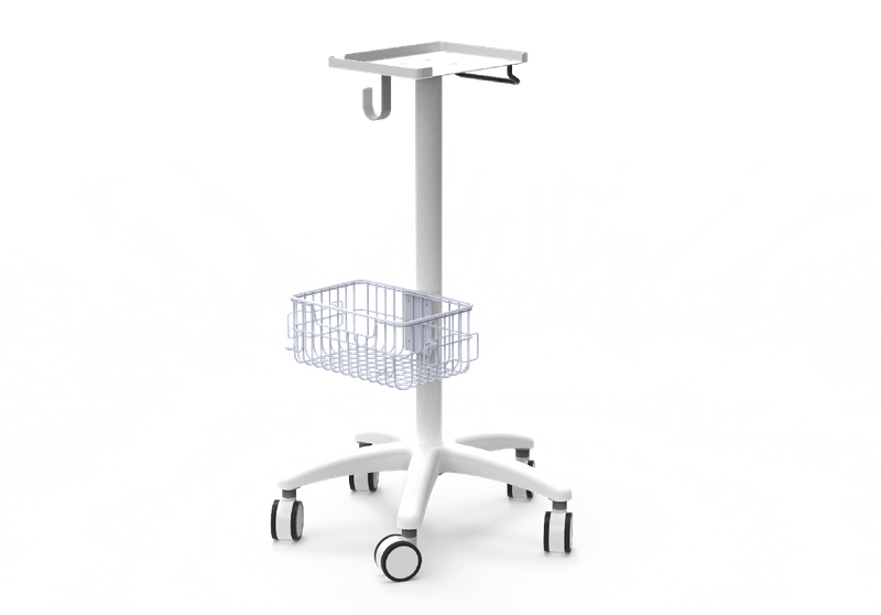  Lockable ultrasound Medical Monitor Trolley with Round Base and Basket