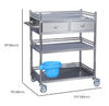 stainless steel medicine trolley with 3 layers, drawers and dirt bucket