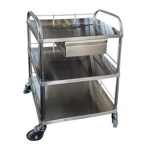 stainless steel dressing trolley with 360° rotating bucket and medical castors