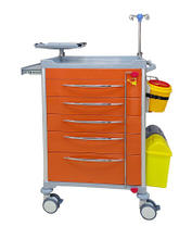 ZQ-ET650-B11 Five Drawer Emergency Trolley with CPR Board & Waste Bin – Medical Cart