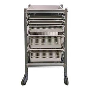 Aluminum hospital medical trolley with ABS ISO trays and smooth wheels