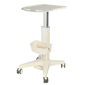 Trolley for vital signs monitor with aluminum base, white finish, mute casters