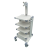 Lockable mobile endoscopy trolley for hospital imaging with adjustable shelves