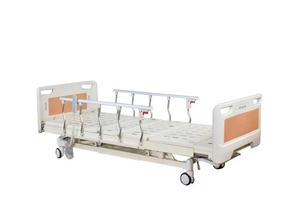Electric ICU hospital bed with aluminum alloy side rails and electric CPR