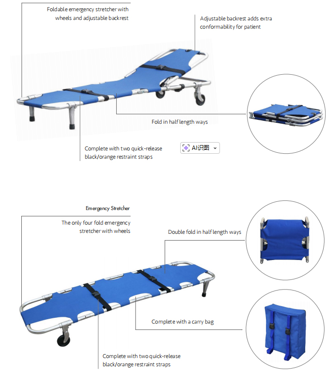 Secure Restraint System on Emergency Stretcher