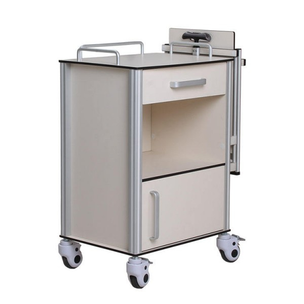 Aluminum frame HPL bedside cabinet with storage,Mobile hospital bedside locker 