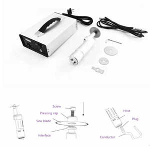 Portable autopsy saw with stainless steel blades and dual AC DC power for forensic and pathology laboratory use