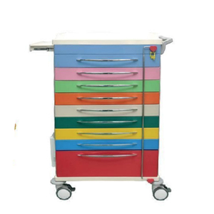 China hospital color-coded pediatric emergency cart with 9 drawers