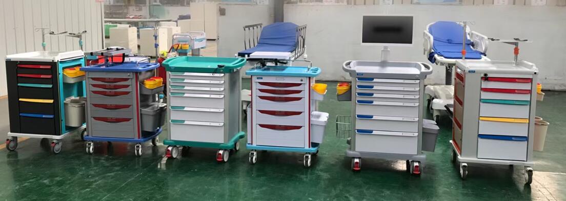 emergency trolley with multiple drawers