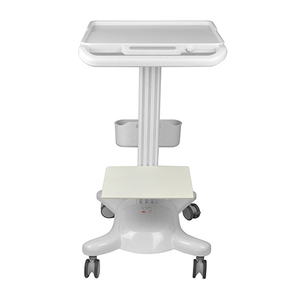 Adjustable Height Mobile Computing Workstation Cart for Hospital with Monitor Platform and Silent Casters