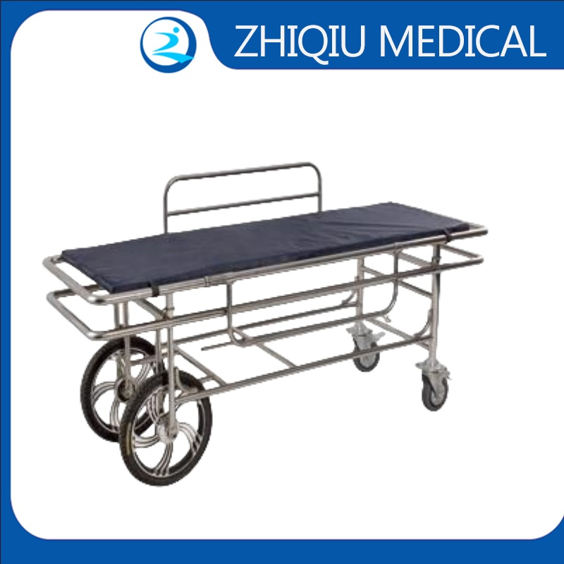 ZQ-TSM-09D Patient Stretcher Stainless Steel Wheeled Stretcher with Two Big And Small Wheel