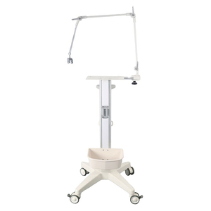 Ventilator trolley with locking wheels and die-cast base for ICU