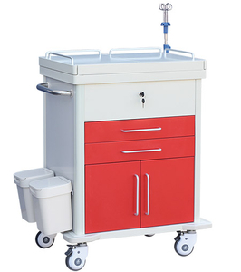 ZQ-ET690-07H Hospital First Aid Emergency Trolley Cart with CPR Board with caster 