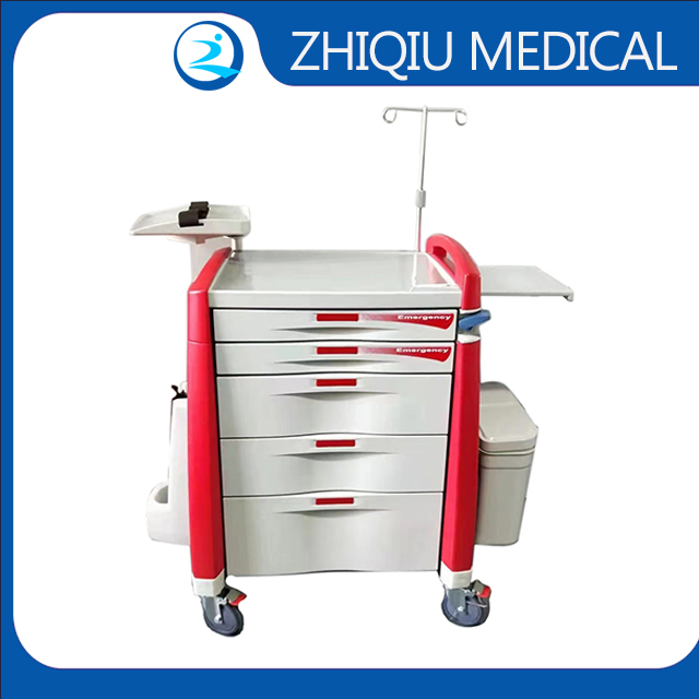ZQ-ET-790-01P Hospital 5 Drawer Emergency Crash Cart Rescue Emergency Trolley