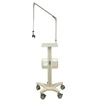Compact ventilator cart with cable management hooks and storage basket